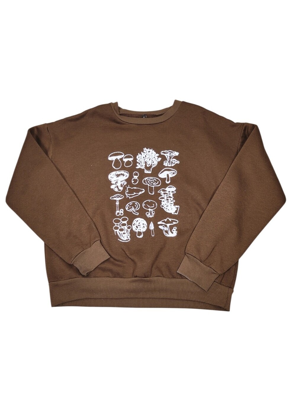 Y2K Brown & White Mushroom Graphic Sweatshirt Top Size: Large - Picture 2 of 6